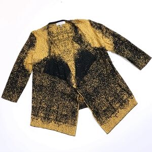 Kasper Black And Yellow Gold Open Front Cardigan Sweater NWT Women's XL